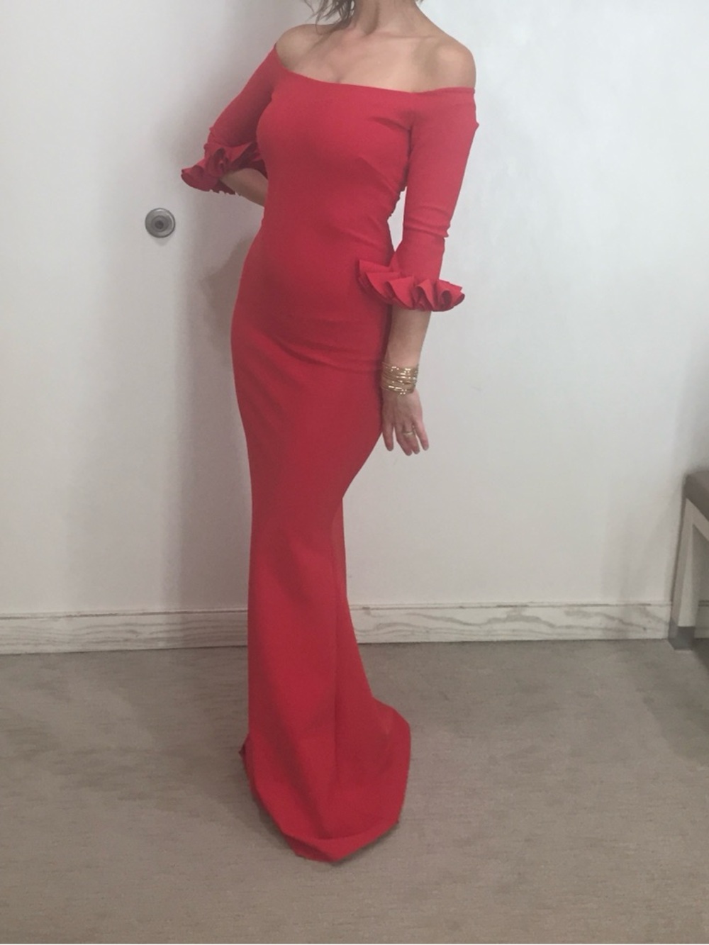 Chiara Boni Off-Shoulder Red Maxi Dress NWT